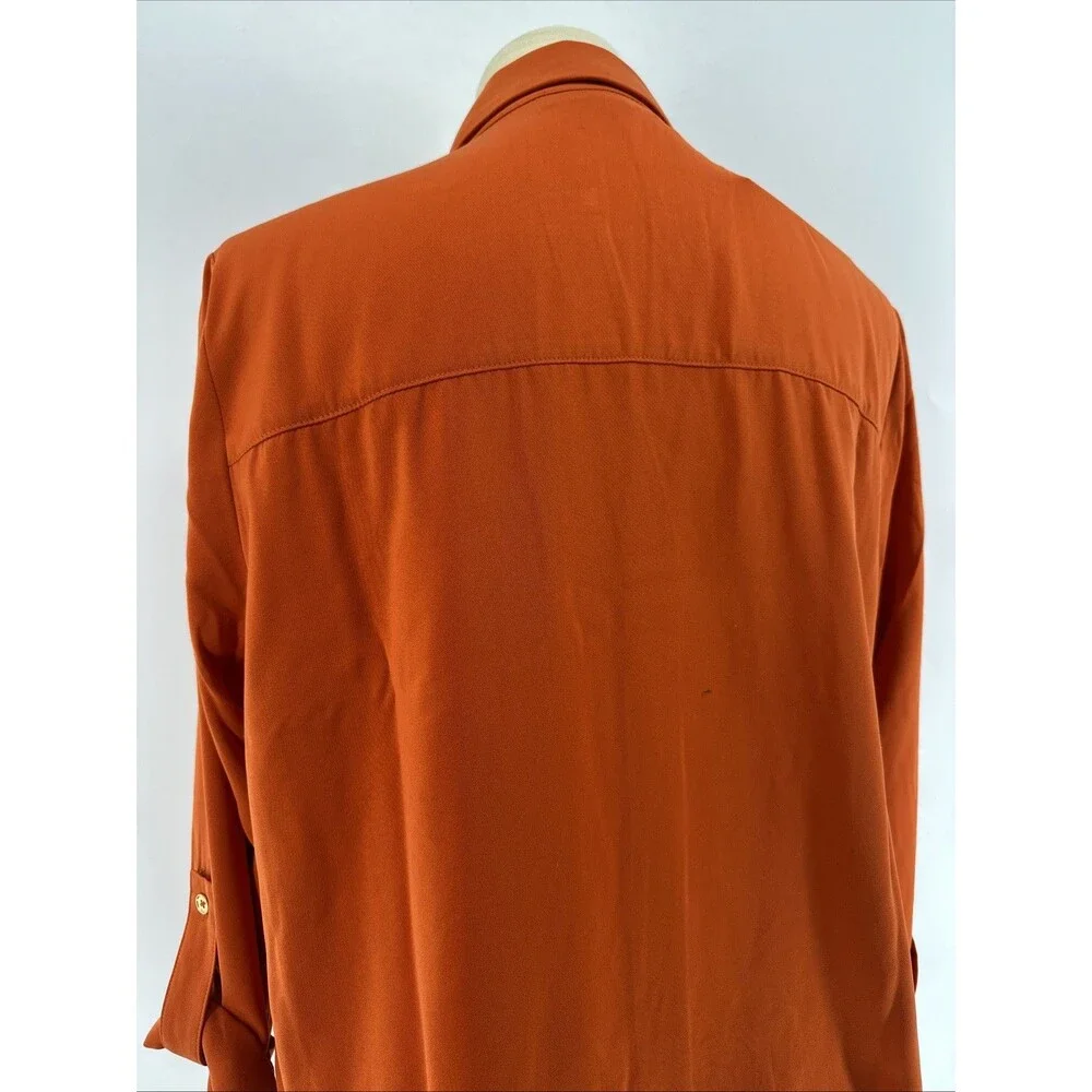 MICHAEL Michael Kors Relaxed Boxy Fit Button Down Orange Top Sz Med
